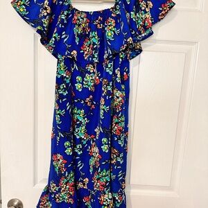 Merona Blue Floral Ruffle Dress